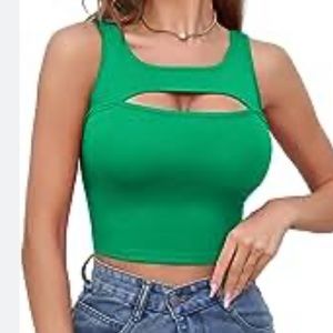 Sexy cut out front top green lightweight blogger favorite fashion cami designer